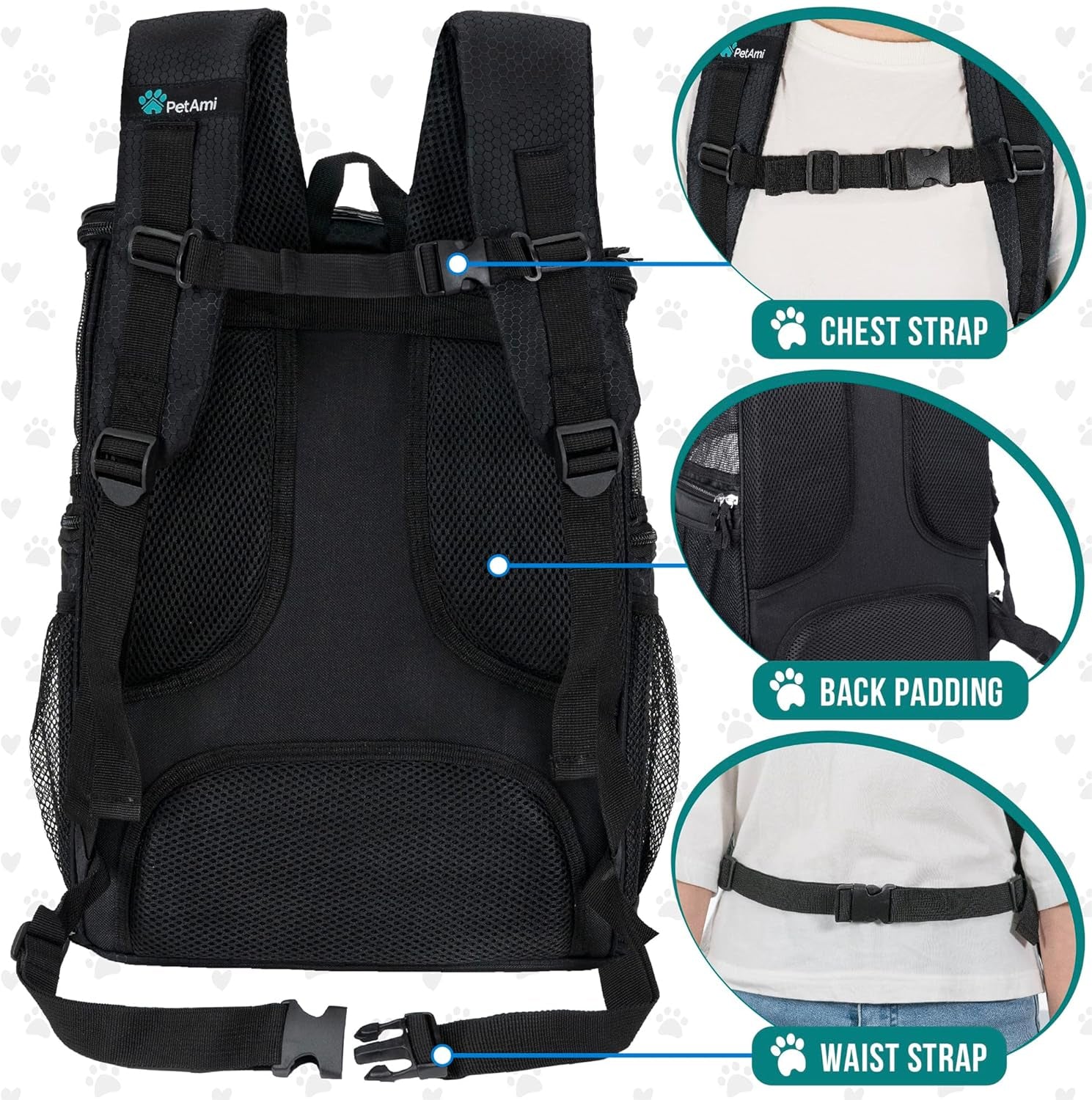 Pet Carrier Backpack for Small Cats, Dogs, Puppies | Airline Approved | Ventilated, 4 Way Entry, Safety and Soft Cushion Back Support | Collapsible for Travel, Hiking, Outdoor (Black)