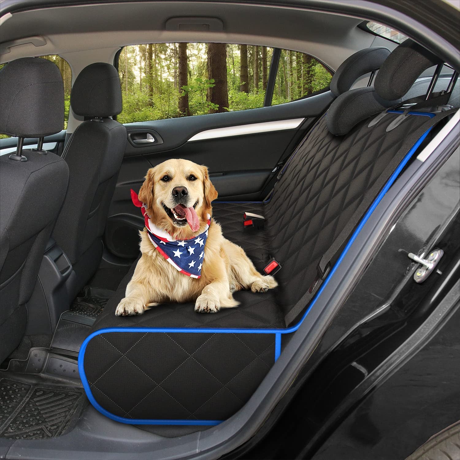 Active Pets Dog Car Seat Cover for Back Seat, Waterproof Vehicle Protector, Durable Scratch Proof Nonslip Pet Protection, Machine Washable, XL, Blue