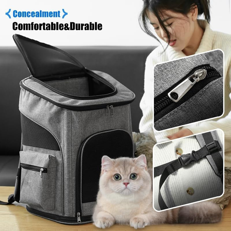 Pet Steel Wire Backpack for Easy Travel & Comfort Foldable Pet Bag Dog Backpack Cat Carrier Bag Pet Bag with Good Privacy Standard Pet Backpack for Cats Dogs Rabbits Birds Small Animals (Blue, L)