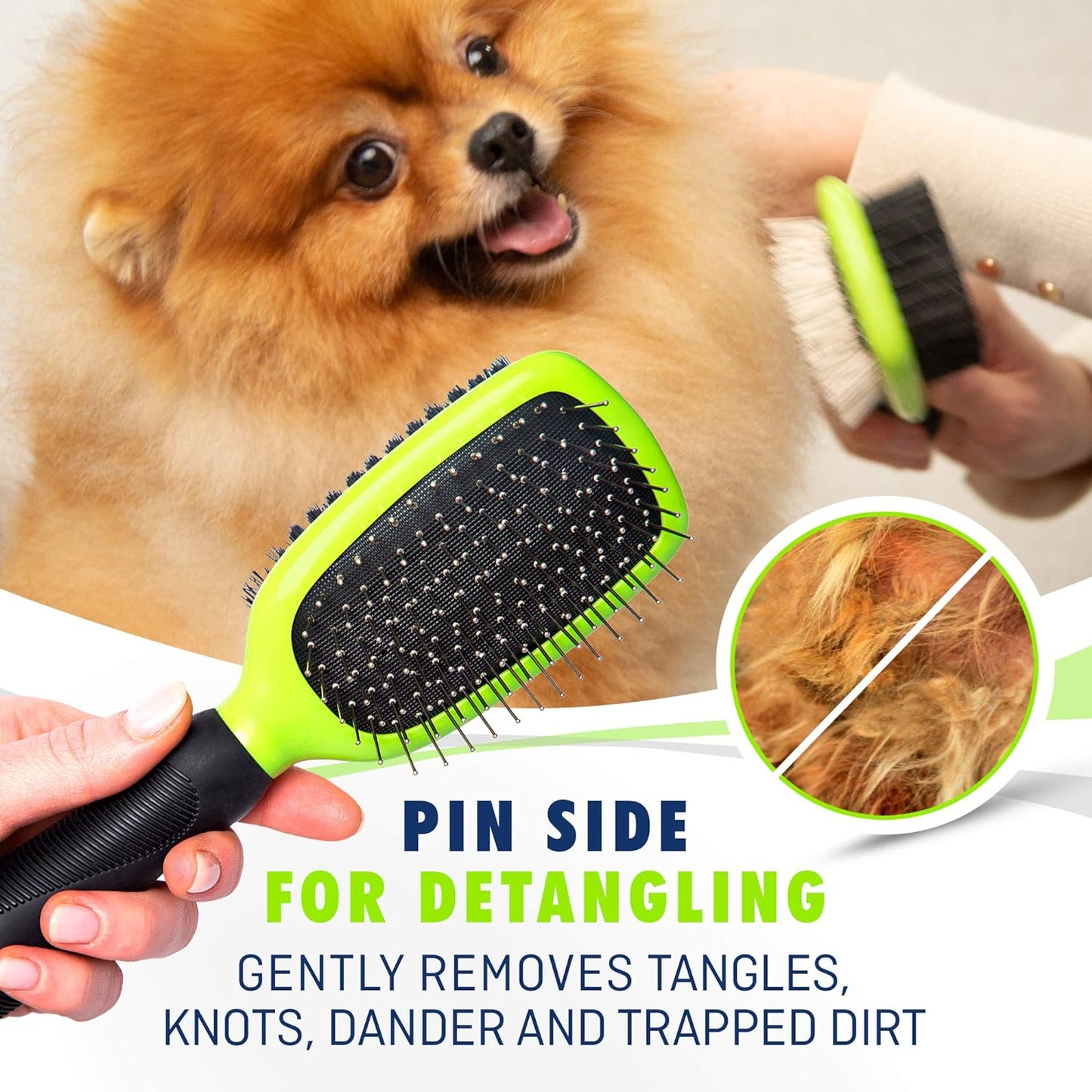Professional Pet Grooming Set for Dogs and Cats - Double-Sided Deshedding Brush and Comb - Effective Lice and Flea Removal - Ergonomic Grip with Soft Bristles